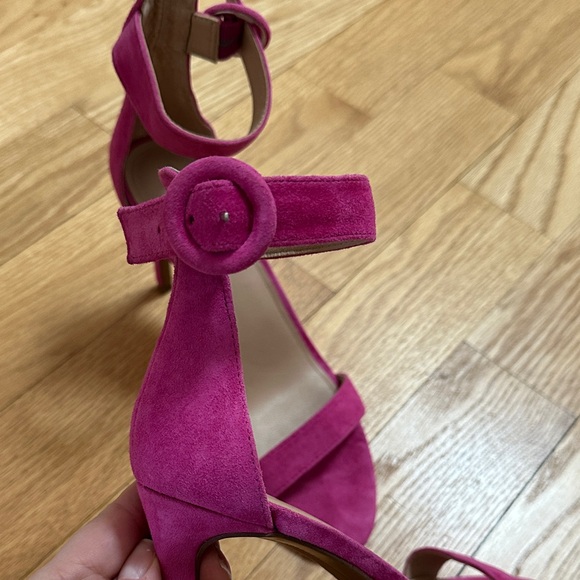 Banana Republic Women's Fuchsia Ankle-Strap Suede Stiletto Sandals - Picture 3 of 4